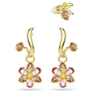 Orecchini Idyllia, Set (3), Taglio misto, Fiore, Multicolore, Placcato color oro