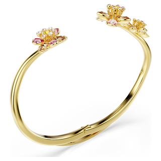 Bracciale rigido Idyllia, Taglio misto, Fiore, Multicolore, Placcato color oro