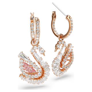Orecchini pendenti Swan, Pavé, Cigno, Rosa