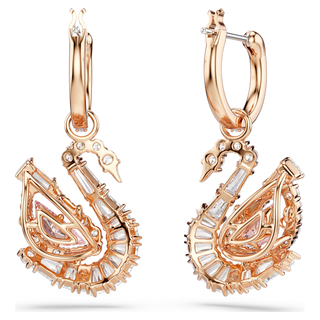 Orecchini pendenti Swan, Pavé, Cigno, Rosa