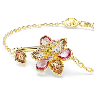 Braccialetto Idyllia, Taglio misto, Fiore, Multicolore, Placcato color oro