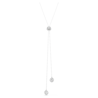 Pendente a Y Una Angelic, Taglio Round, Bianco, Placcato rodio