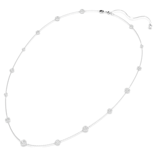 Collana Una Angelic, Taglio Round, Bianca, Placcato rodio