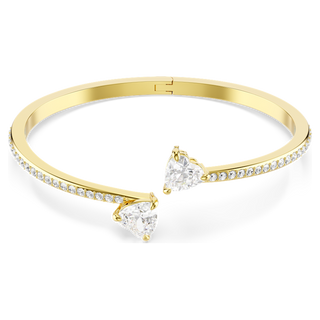 Bracciale rigido Mesmera, Cuore, Bianco, Placcato color oro