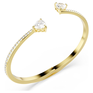 Bracciale rigido Mesmera, Cuore, Bianco, Placcato color oro