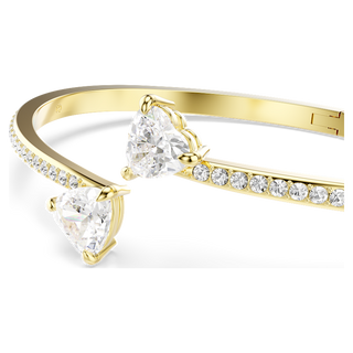 Bracciale rigido Mesmera, Cuore, Bianco, Placcato color oro