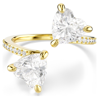 Anello aperto Mesmera, Taglio Heart, Pavé, Bianco, Placcato color oro