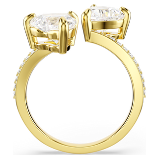 Anello aperto Mesmera, Taglio Heart, Pavé, Bianco, Placcato color oro