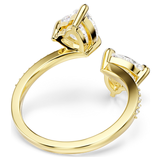 Anello aperto Mesmera, Taglio Heart, Pavé, Bianco, Placcato color oro