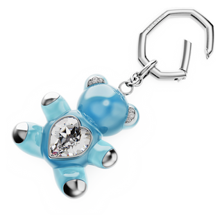 Portachiavi Teddy, Orso, Blu, Placcato rodio