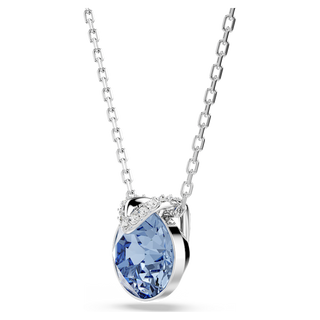 Pendente Bella V, Taglio Round, Blu, Placcato rodio