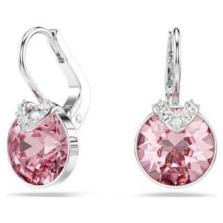 Orecchini pendenti Bella V, Taglio Round, Rosa, Placcato rodio