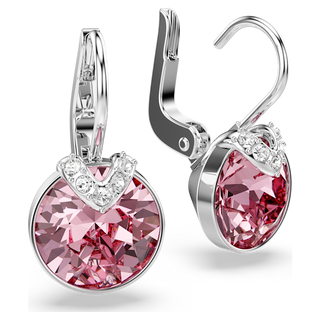Orecchini pendenti Bella V, Taglio Round, Rosa, Placcato rodio