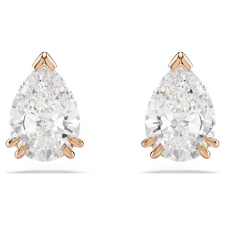 Orecchini a lobo Stilla, Taglio Pear, Bianchi, Placcato color oro rosa