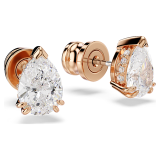 Orecchini a lobo Stilla, Taglio Pear, Bianchi, Placcato color oro rosa