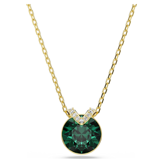 Pendente Bella V, Taglio Round, Verde, Placcato color oro
