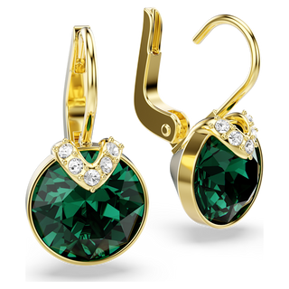 Orecchini pendenti Bella V, Taglio Round, Verdi, Placcato color oro