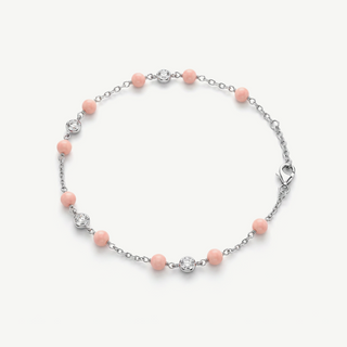 Cavigliera con Pietre Rosa e Zirconi alternati