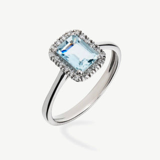 Anello Fabiani con Acquamarina 0,70 Ct e diamanti 0,12Ct