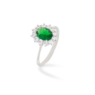 Anello Fabiani margherita con pietra verde - Fabiani Gioiellerie