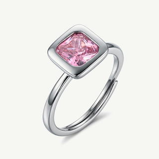 Anello Fabiani Solitario in Argento con Zircone Rosa