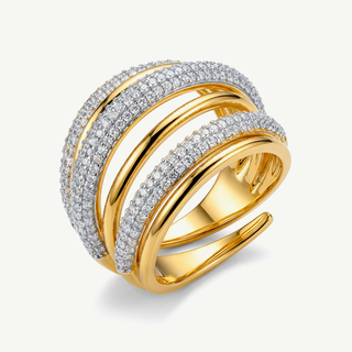 Anello Fabiani a fascia in argento 925 dorato con zirconi