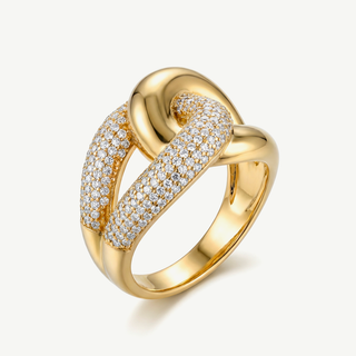 Anello Fabiani a fascia in argento 925 dorato con zirconi