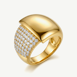 Anello Fabiani a fascia in argento 925 dorato e zirconi