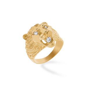 Anello Fabiani chevalier testa di leone con zirconi
