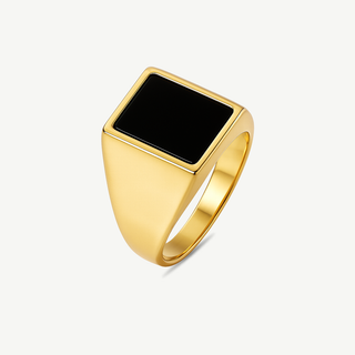 Anello Fabiani chevalier in oro giallo 9Kt con onice
