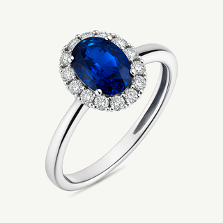 Anello Gemmarara Margherita con pietra 0,85 ct e diamanti – Oro bianco 9Kt