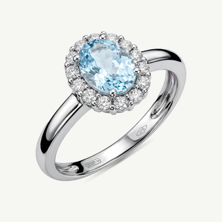 Anello Gemmarara Margherita con pietra 0,75 ct e diamanti – Oro bianco 9Kt