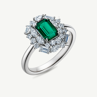 Anello Fabiani margherita con smeraldo e diamanti