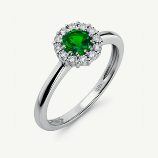 Anello Gemmarara con pietra 0,45 ct e diamanti in oro bianco 9Kt