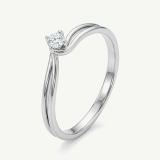 Anello Gemmarara solitario in oro bianco 9kt con Diamante Piquet