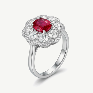 Anello Fabiani in oro bianco 18kt con rubino e diamanti