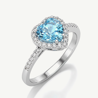 Anello Fabiani Margherita a Cuore con diamanti e acquamarina