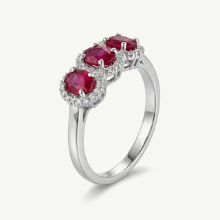 Anello Fabiani trilogy margherita in oro bianco 18kt con rubini e diamanti