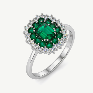 Anello Fabiani Margherita con Smeraldi e Diamanti