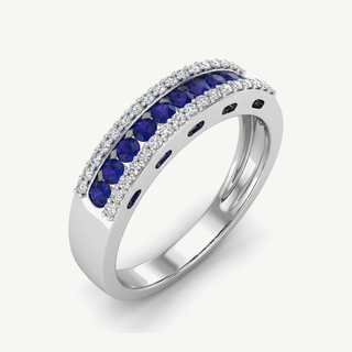 Anello Fabiani Riviera in oro bianco con diamanti e zaffiri