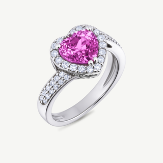 Anello Fabiani Cuore Zaffiro Rosa e Diamanti