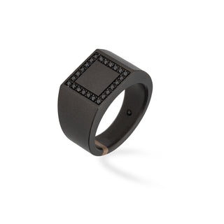 Anello T gioielli chevalier in titanio con diamanti neri 0,24ct - Fabiani Gioiellerie