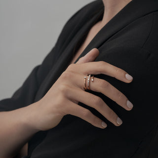 Anello Fabiani contrariè in oro rosa e diamanti 0,44Ct. - Fabiani Gioiellerie