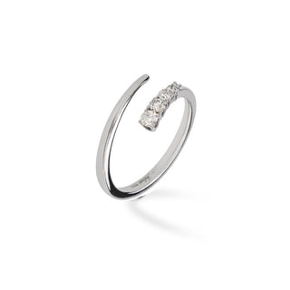 Anello Fabiani contrariè in oro bianco con diamanti 0,18Ct. - Fabiani Gioiellerie