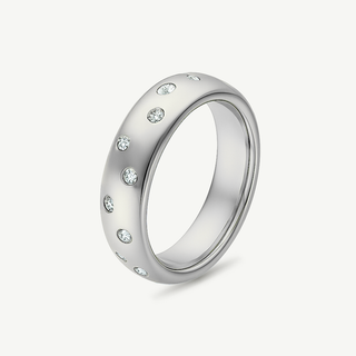 Anello Bubble Fascia in Oro Bianco e Diamanti 0.30ct