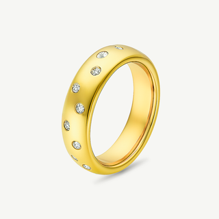 Anello Bubble Fascia in Oro Giallo e Diamanti 0.30ct