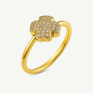 Anello Bubble a quadrifoglio in oro giallo 18Kt con diamanti