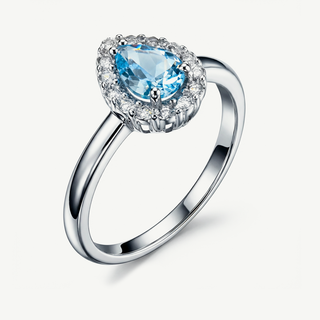 Anello Gemmarara con pietra azzurra taglio goccia