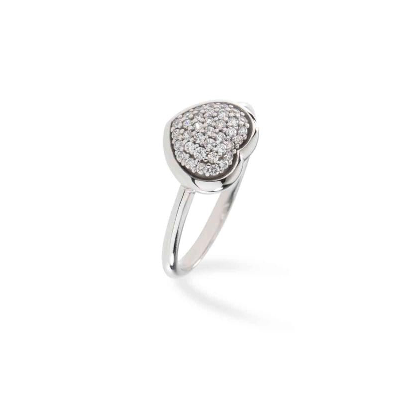 Anello Fabiani a cuore in oro bianco 9Kt con pavé di zirconi – Fabiani ...