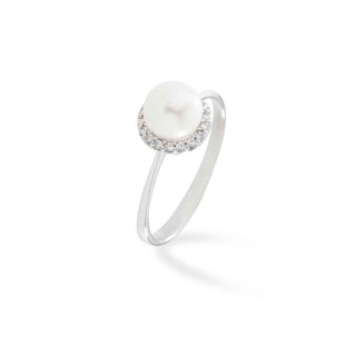 Anello Fabiani con perla e zirconi taglio brillante - Fabiani Gioiellerie